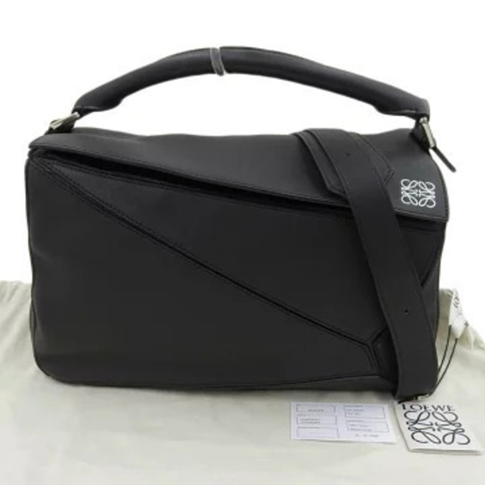 Loewe Puzzle Bag Leather 2Way Shoulder Bag Black